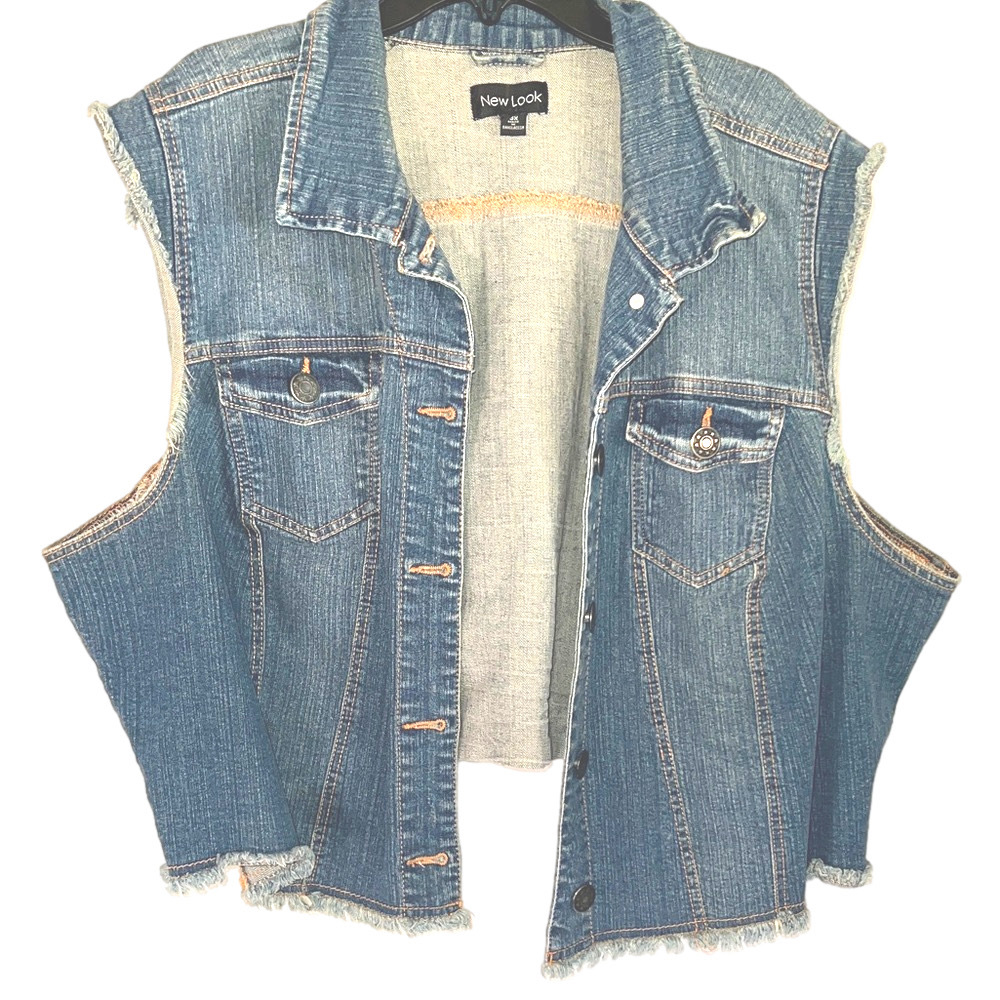 New Look Classic Blue Denim Vest, Plus Size 3X